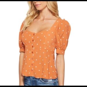 For Love & Lemons Copper Top XS With Polka Dots